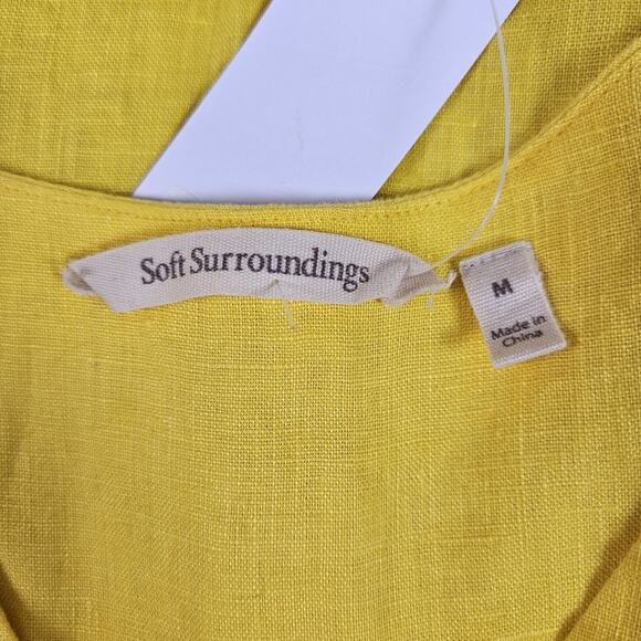Soft Surroundings Milano Linen Dress Sunstruck Yellow M Relaxed Minimal Coastal - Picture 5 of 8